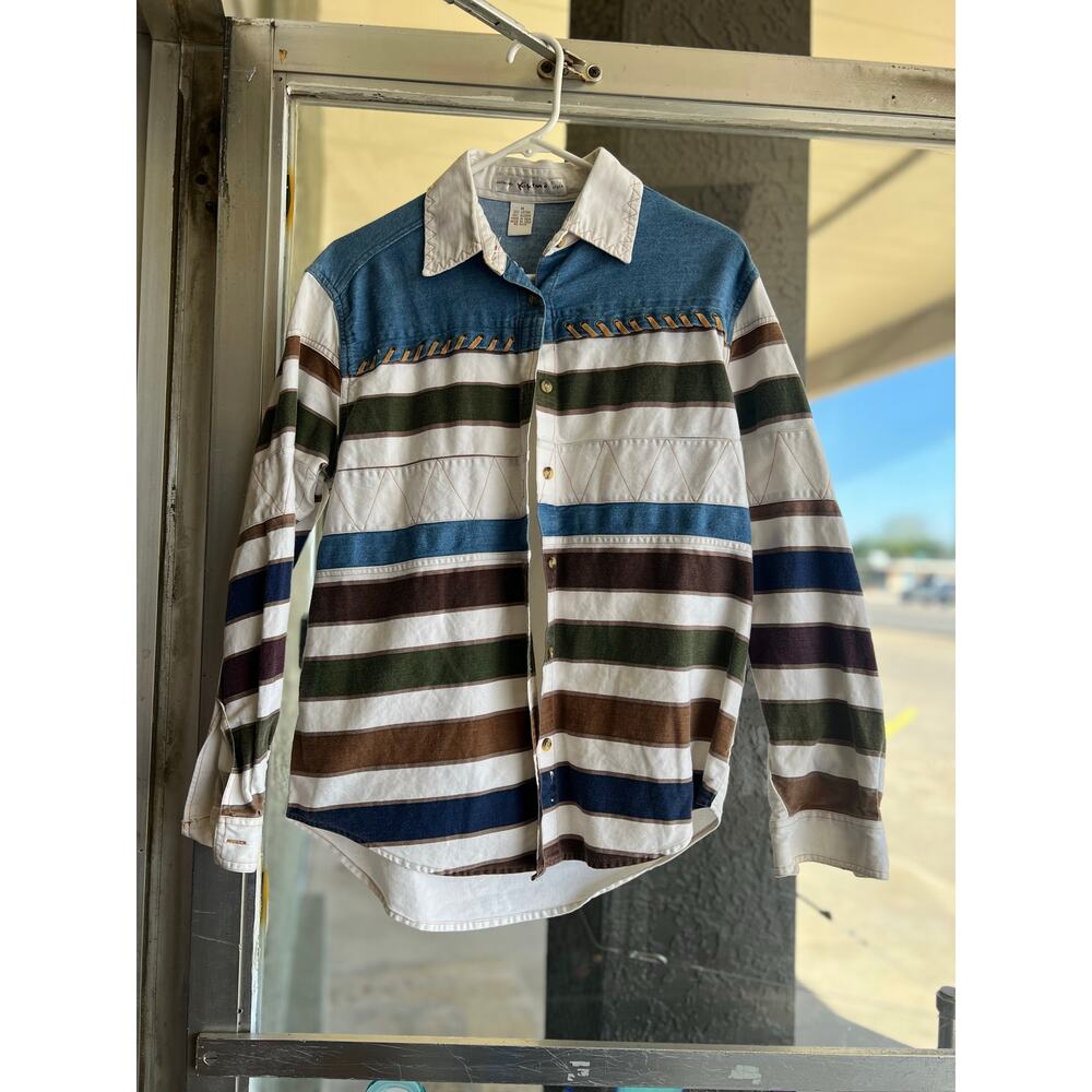 Vintage 1990’s Kikomo striped button down shirt size M